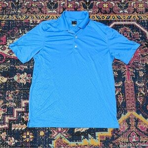 Greg‎ Norman Shark Play Dry Blue Performance Knit S/S Golf Polo Shirt Mens L